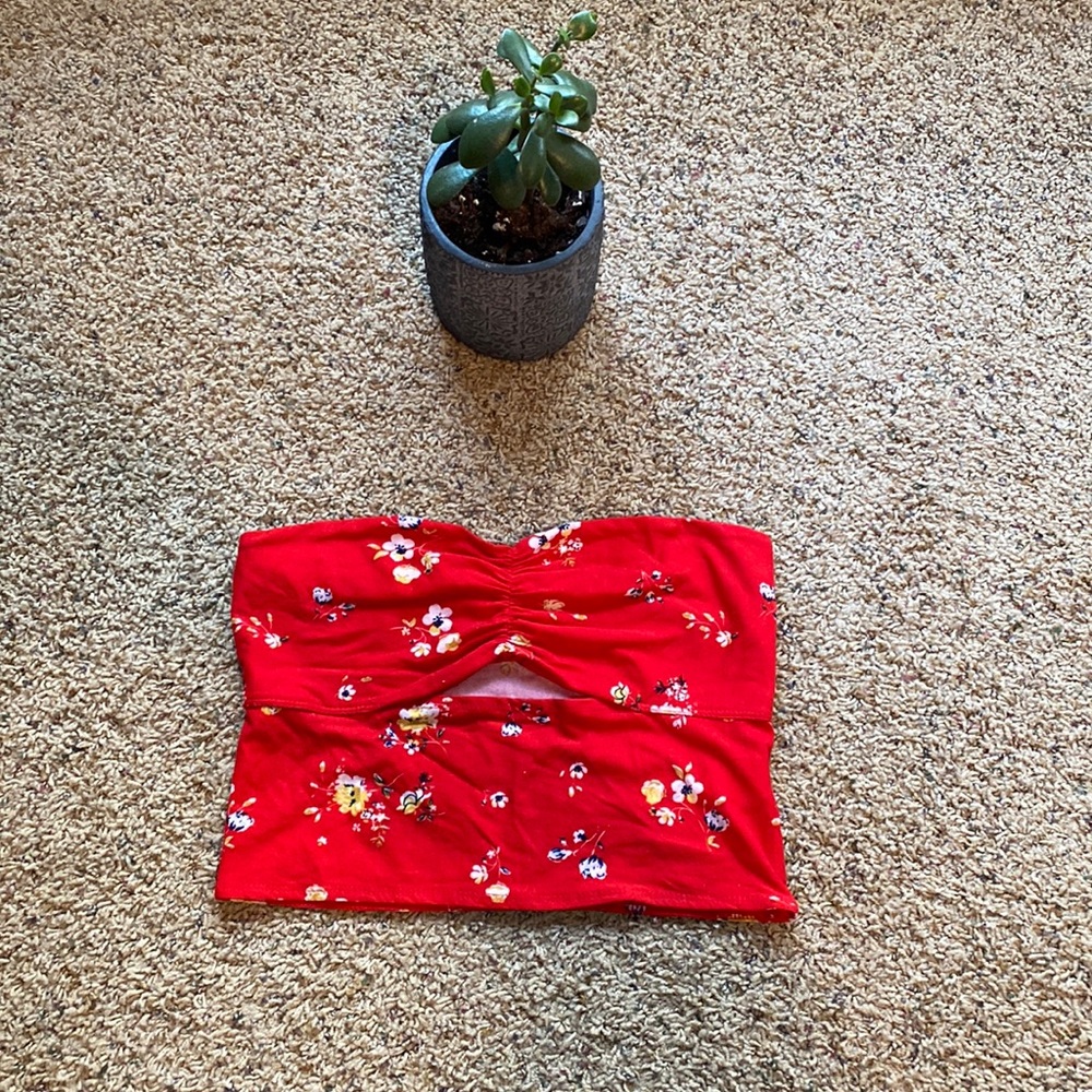 Red Floral Tube Top